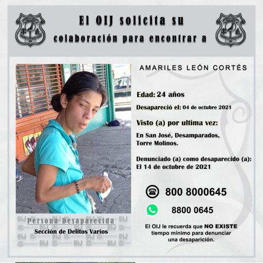 Desaparecida OIJ San José: Amariles León Cortés