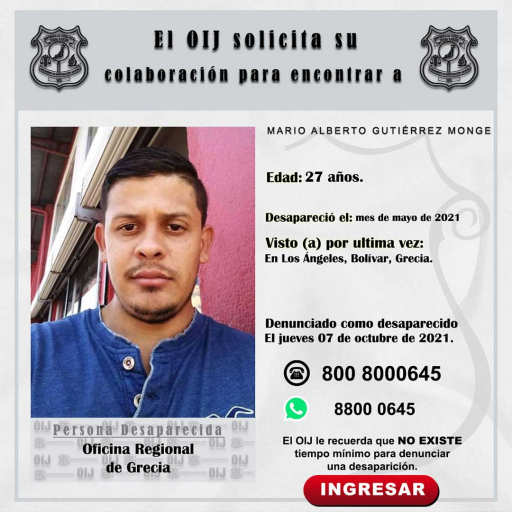 Desaparecido OIJ Grecia: Mario Alberto Gutiérrez Monge
