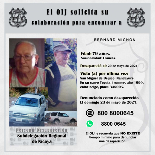 Desaparecido OIJ Nicoya: Bernard Michon