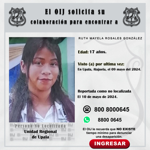 No localizada OIJ Upala: Ruth Mayela Rosales González