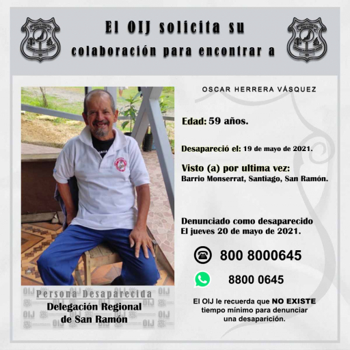 Persona Desaparecida OIJ San Ramón